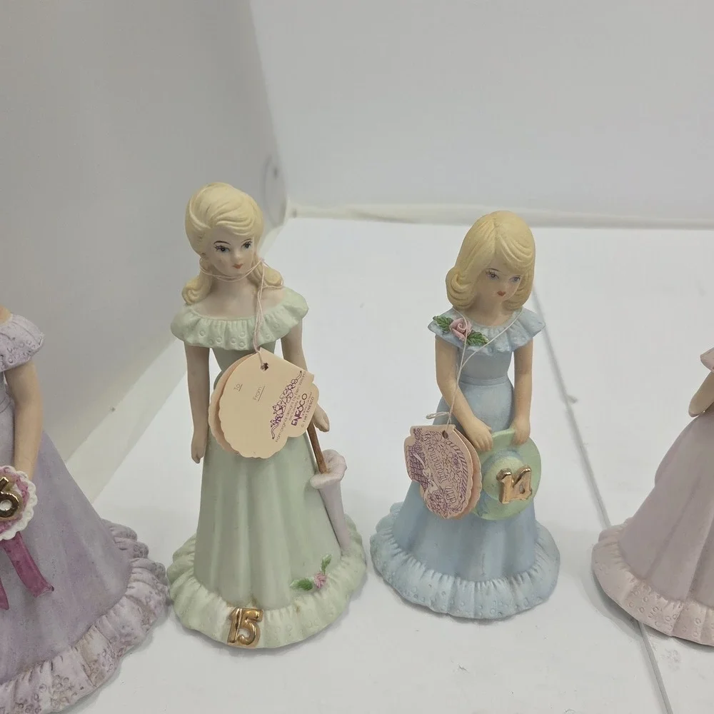VTG Enesco Growing Up Birthday‎ Girls Blonde Doll Figurine Lot Set Ages 11-16